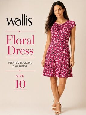 Wallis Fuchsia Floral Cap-Sleeve‎ Mini Dress